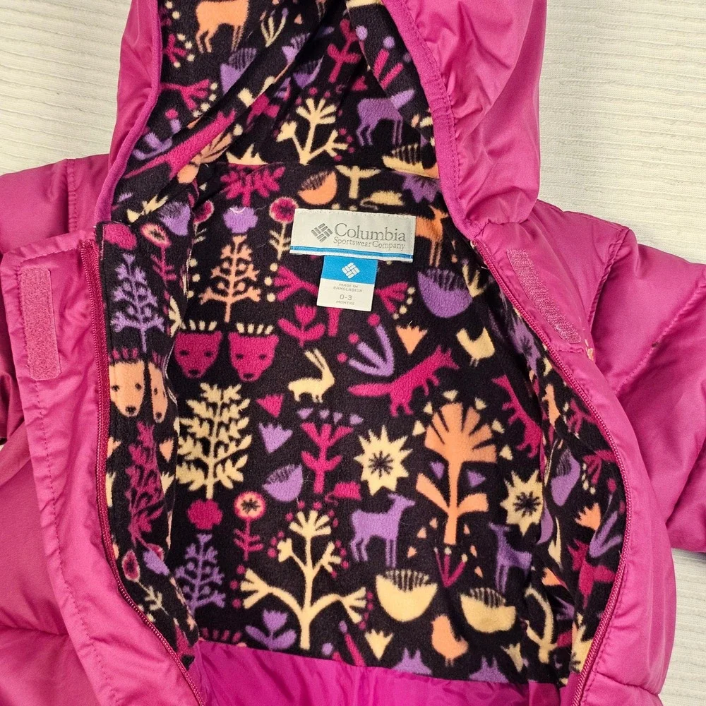Columbia Snuggly Bunny Bunting Infant 0-3 MonthsPink Down Puffer Snowsuit Hooded